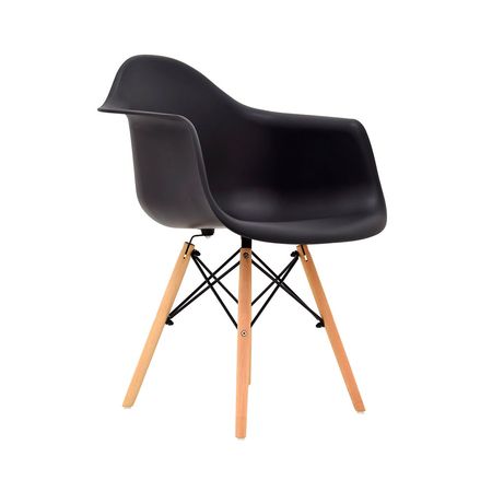 Silla de Diseño Decorativo Eames con brazo Polipropileno/Madera Negro Bonno