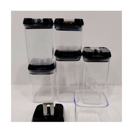 Conjunto de 6 Frascos Multiuso Tapa Negra