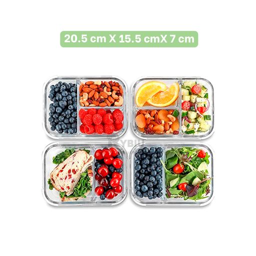 VERDE - Lonchera Taper alimentos de 4 divisiones, LunchBox o Bento Box  GENERICO