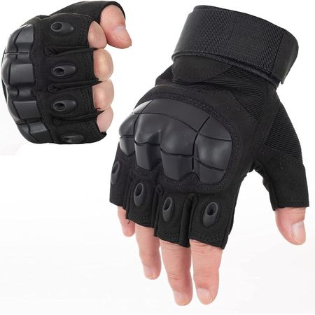 Guantes Táctico Reforzado Nudillo Ciclismo Moto Camping Manejo Negro