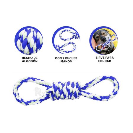 Juguete de 4 Nudos Soga para Perros 38cm Azul