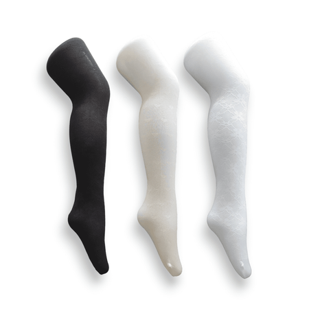 Panty Little Chicks de Nylon con Diseño para Niña Ballet Pack X3 Talla 10 Negro,Blanco y Perla