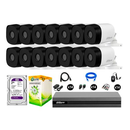 Cámaras De Seguridad Dahua Exterior Kit 14 Hd 720p Disco 2tb Wd P2p