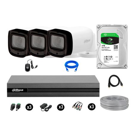 Cámaras Seguridad Dahua Exterior Kit 3 1080p Disco 1tb P2p Varifocal