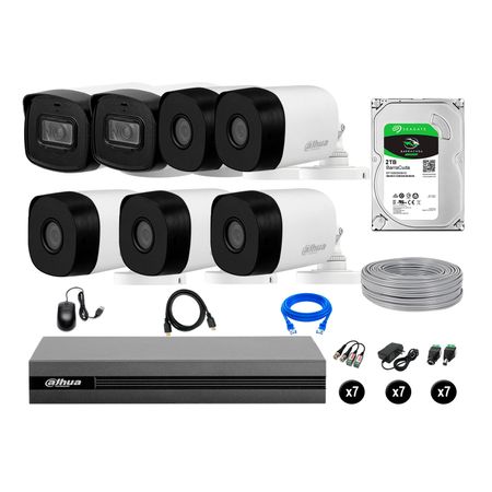 Cámaras Seguridad Dahua Exterior Kit 7 Full Hd Disco 2tb 40m Largo Alcance