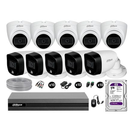 Cámaras Seguridad Dahua Kit 10 2mp Disco 1tb Vision Nocturna Full Color