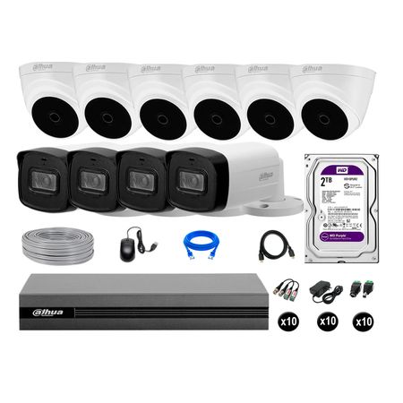 Cámaras Seguridad Dahua Kit 10 Full Hd Disco 2tb Mayor Alcance P2p