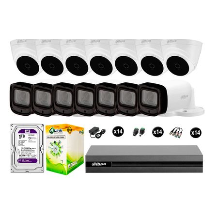 Cámaras Seguridad Dahua Kit 14 1080p Mayor Alcance Varifocal 1tb