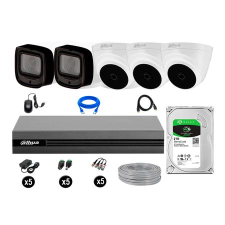 Cámaras Seguridad Dahua Kit 5 1080p Mayor Alcance Varifocal 2tb