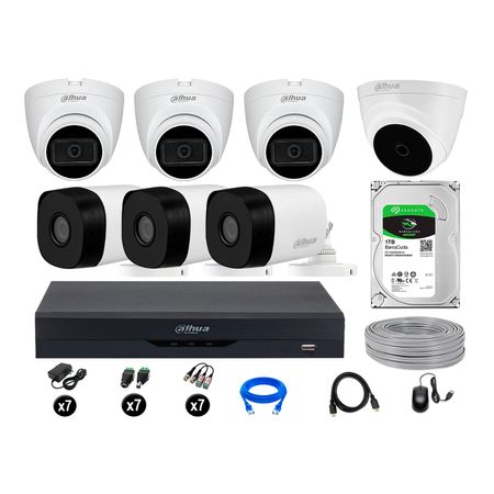 Cámaras Seguridad Dahua Kit 7 5mp Disco 1tb 03 Camaras con Audio P2p