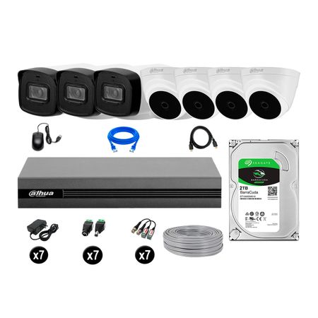 Cámaras Seguridad Dahua Kit 7 Full Hd Disco 2tb Mayor Alcance P2p