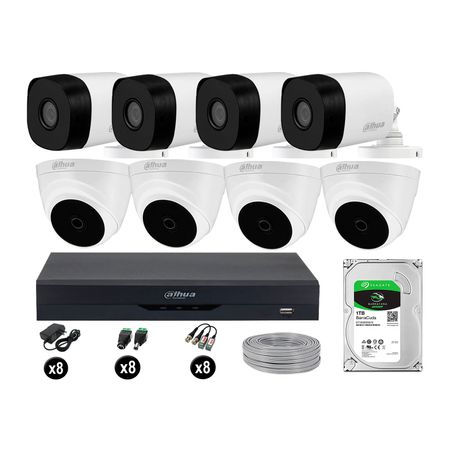 Cámaras Seguridad Dahua Kit 8 5mp Disco 1tb Completo Hdmi