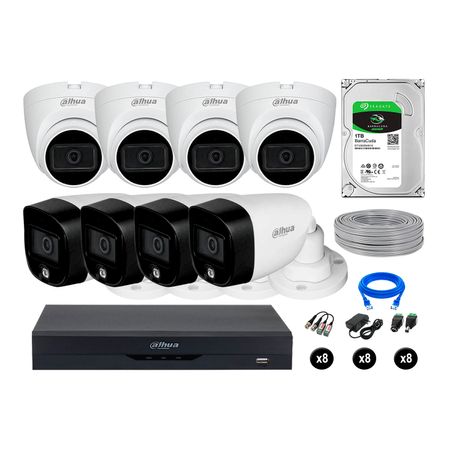 Cámaras Seguridad Dahua Kit 8 5mp Disco 1tb Vision Noche Full Color