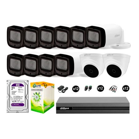 Kit 12 Cámaras Seguridad Dahua Fullhd 2tb Mayor Alcance Varifocal