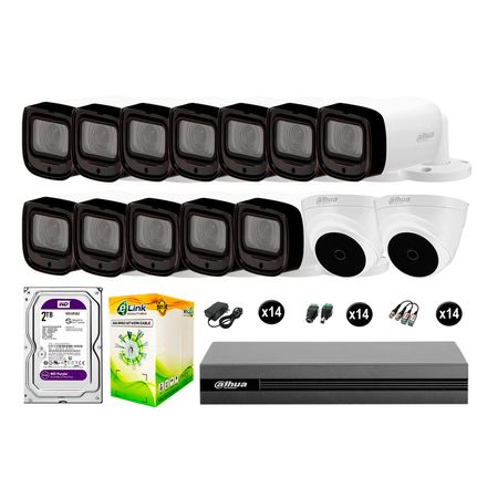 Kit 14 Cámaras Seguridad Dahua Fullhd 2tb Mayor Alcance Varifocal