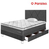 Dormitorio PARAISO Pocket Star C/Cajones 1.5 Plazas + Cabecera Loft Charcoal + 1 Almohada + 1 Protector