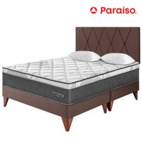 Dormitorio PARAISO Euro Pocket Star Queen + Cabecera Loft Chocolate + 2 Almohadas + 1 Protector