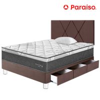 Dormitorio PARAISO Pocket Star C/Cajones 1.5 Plazas + Cabecera Loft Chocolate + 1 Almohada + 1 Protector