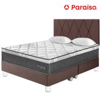 Dormitorio PARAISO Pocket Star Queen + Cabecera Loft Chocolate + 2 Almohadas + 1 Protector