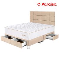 Dormitorio PARAISO Royal Elizabeth C/Cajones King + Cabecera Blocks Champagne + 2 Almohadas