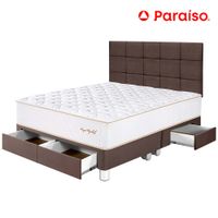 Dormitorio PARAISO Royal Elizabeth C/Cajones Queen + Cabecera Blocks Chocolate + 2 Almohadas