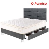 Dormitorio PARAISO Royal Prince C/Cajones 1.5 Plazas + Cabecera Blocks Gris + 1 Almohada