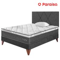 Dormitorio PARAISO Euro Pocket Star 1.5 Plazas + Cabecera Loft Charcoal + 1 Almohada + 1 Protector
