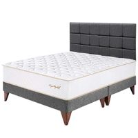 Dormitorio PARAISO Euro Royal Elizabeth King + Cabecera Blocks Gris + 2 Almohadas