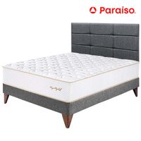Dormitorio PARAISO Euro Royal Elizabeth 1.5 Plazas + Cabecera Blocks Gris + 1 Almohada