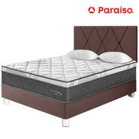 Dormitorio PARAISO Pocket Star 2 Plazas + Cabecera Loft Chocolate + 2 Almohadas + 1 Protector