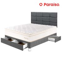 Dormitorio PARAISO Royal Prince C/Cajones 2 Plazas + Cabecera Blocks Gris + 2 Almohadas