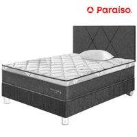 Dormitorio PARAISO Pocket Star 1.5 Plazas + Cabecera Loft Charcoal + 1 Almohada + 1 Protector