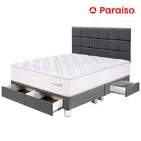 Dormitorio PARAISO Royal Elizabeth C/Cajones King + Cabecera Blocks Gris + 2 Almohadas