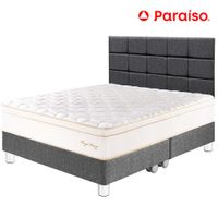 Dormitorio PARAISO Royal Prince Queen + Cabecera Blocks Gris + 2 Almohadas