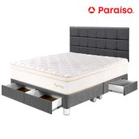 Dormitorio PARAISO Royal Prince C/Cajones King + Cabecera Blocks Gris + 2 Almohadas