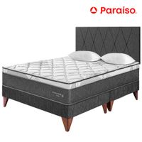 Dormitorio PARAISO Euro Pocket Star King + Cabecera Loft Charcoal + 2 Almohadas + 1 Protector