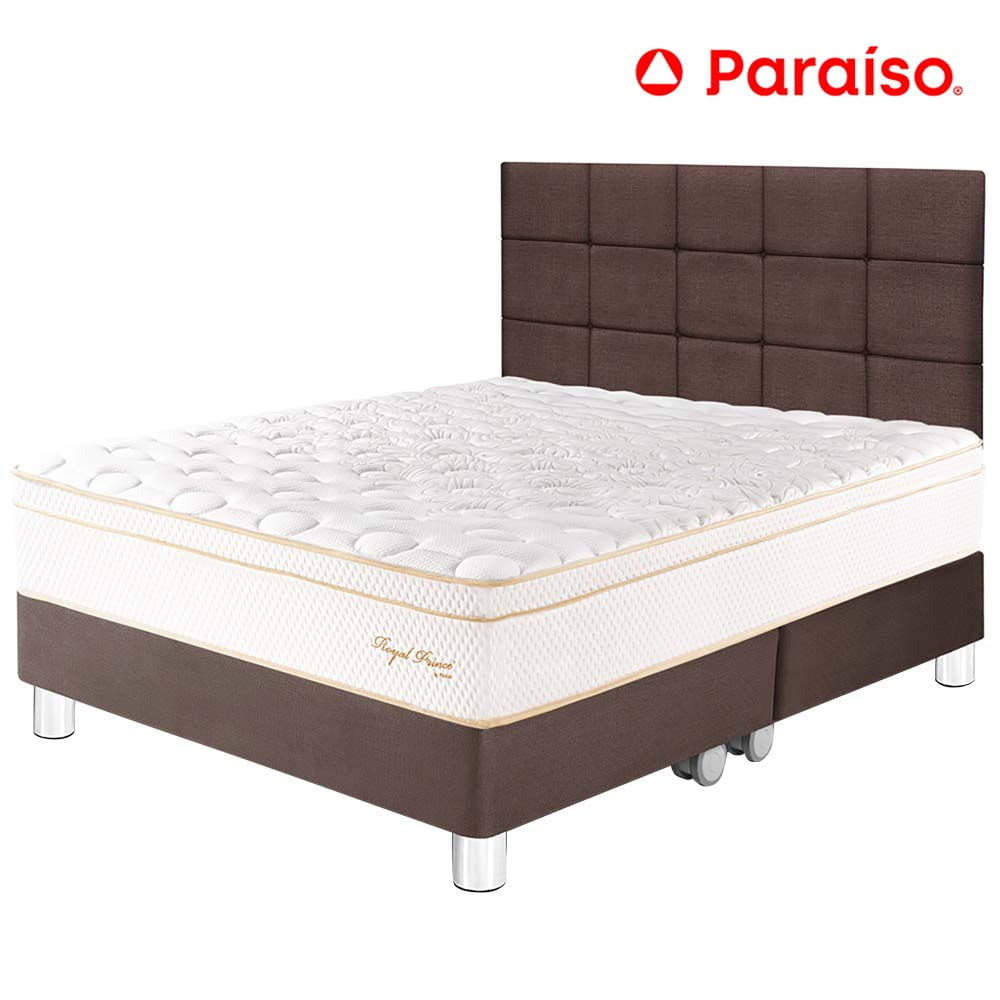 Dormitorio PARAISO Royal Prince Queen + Cabecera Blocks Chocolate + 2 Almohadas