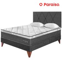 Dormitorio PARAISO Euro Pocket Star 2 Plazas + Cabecera Loft Charcoal + 2 Almohadas + 1 Protector