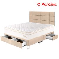 Dormitorio PARAISO Royal Prince C/Cajones King + Cabecera Blocks Champagne + 2 Almohadas