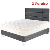 Dormitorio PARAISO Royal Prince 2 Plazas + Cabecera Blocks Gris + 2 Almohadas