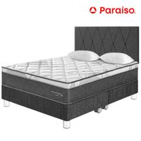 Dormitorio PARAISO Pocket Star King + Cabecera Loft Charcoal + 2 Almohadas + 1 Protector