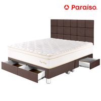 Dormitorio PARAISO Royal Prince C/Cajones King + Cabecera Blocks Chocolate + 2 Almohadas