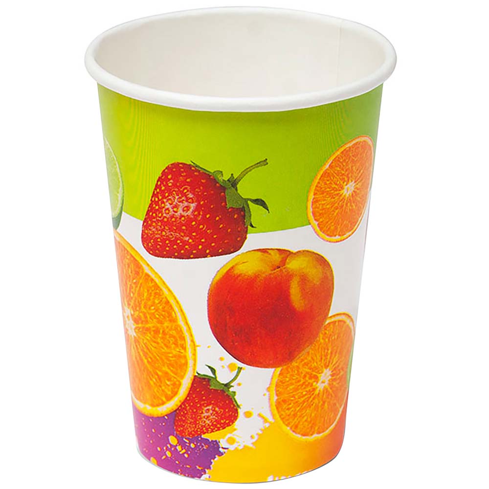 Vaso PAMOLSA 12Oz Frutas Natural Verde Polyboard 25un 185x80x80mm