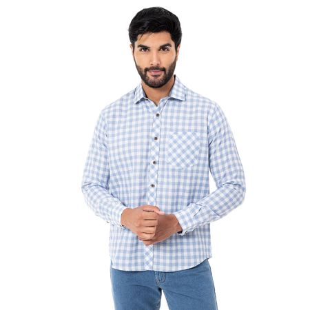Camisa Clasico Cuadros Hombre Larsen C-Ml Acero/Blanco L