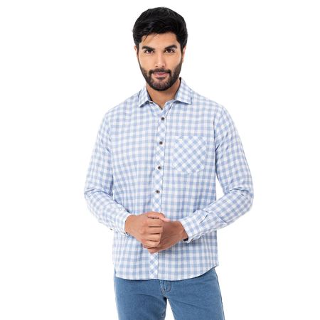 Camisa Clasico Cuadros Hombre Larsen C-Ml Acero/Blanco M