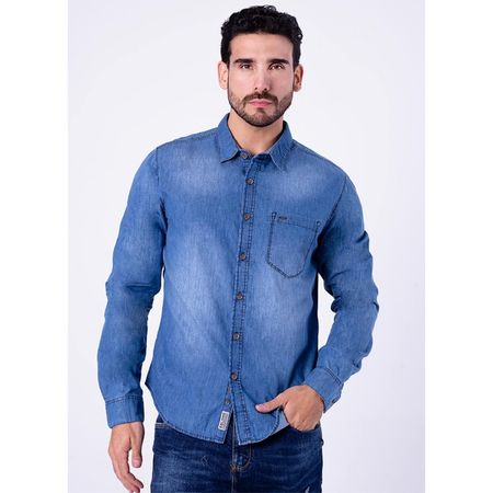 Camisa Clasico Denim Hombre Yefri Ml Bleach Hb M