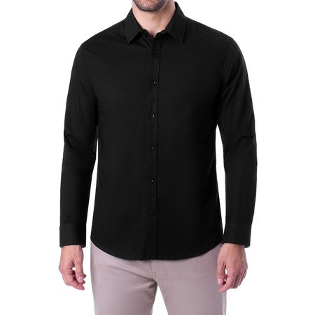 Camisa Clasico Popelina Stretch Hombre Paulino Ml 3 Negro L