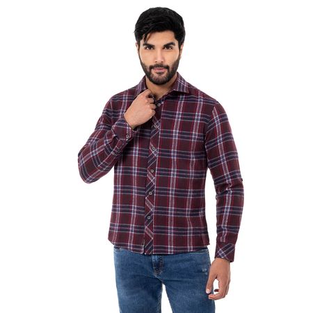 Camisa Moda Cuadros Hombre Ezeken Granate/Azul     M