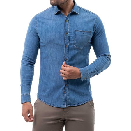 Camisa Moda Denim Hombre Letnem Sky L