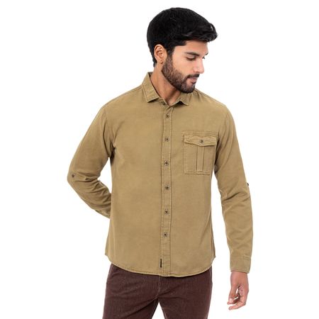 Camisa Moda Drill Hombre Franzzua Khaky S